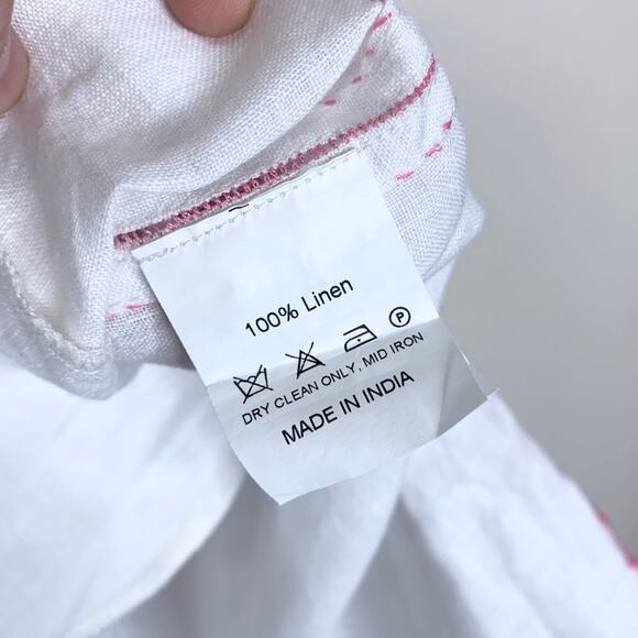 Natasha Zinko Linen Embroidered Beaded Tunic (Sz FR 40 / US 8) White / Pink - Picture 14 of 16